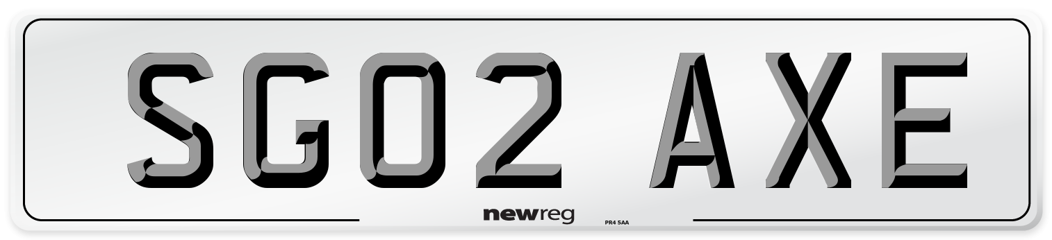 SG02 AXE Number Plate from New Reg